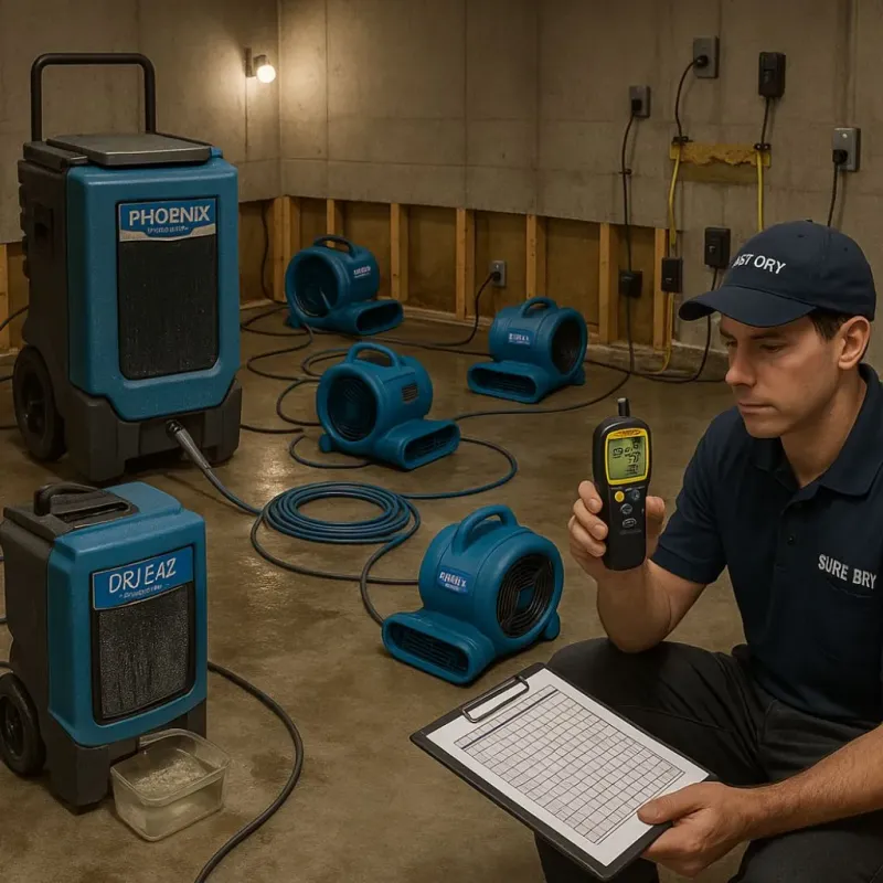 Structural Drying and Dehumidification process in Armona, CA
